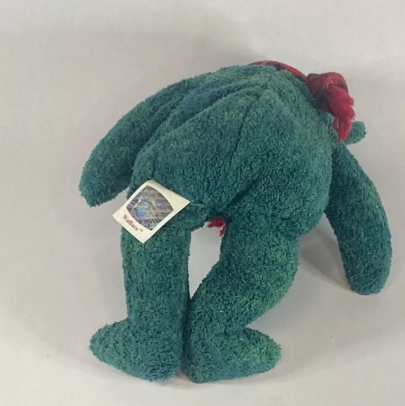Vintage Ty Beanie Baby Wallace the Bear DOB January 25, 1999 Green With Scarf - Picture 6 of 14